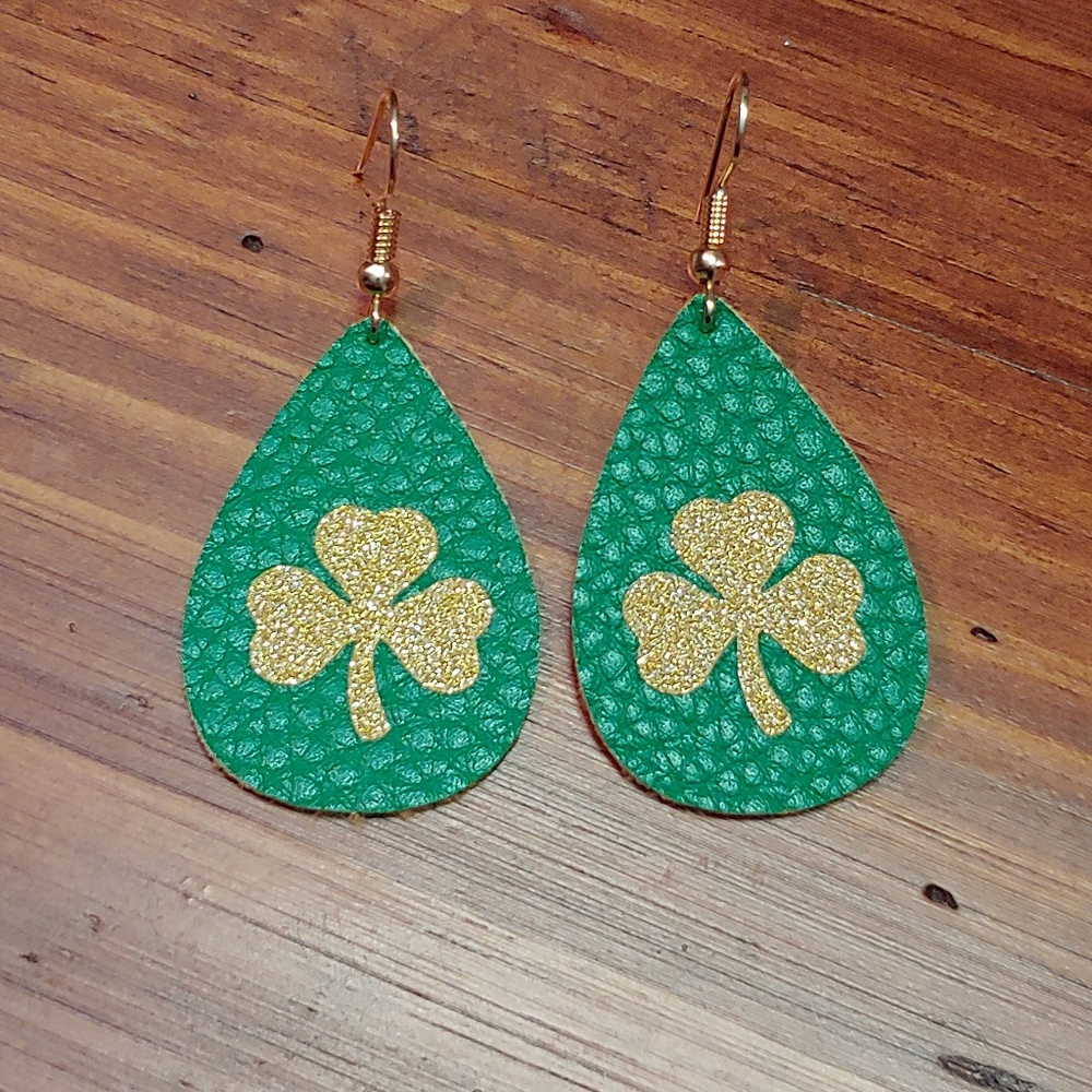 St. Patrick's Day Faux Leather Earrings